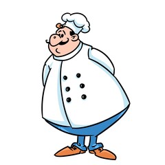 Wall Mural - Fat chef man character illustration cartoon