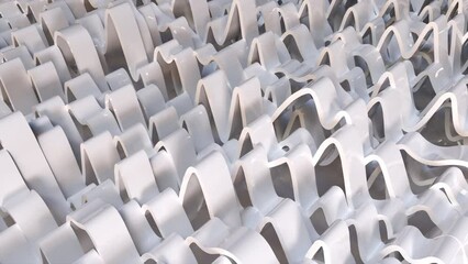 Aufkleber - 3d rendering of white wavy lines surface. Computer generated abstract dynamic background.