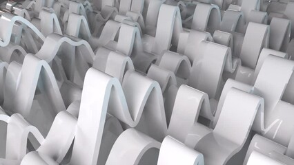 Aufkleber - 3d rendering of white wavy lines surface. Computer generated abstract dynamic background.
