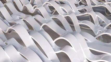 Aufkleber - 3d rendering of white wavy lines surface. Computer generated abstract dynamic background.