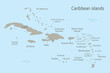 Caribbean islands map with names vector