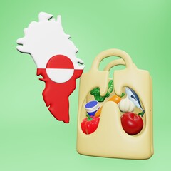 3d rendering of the need and consumption of nutrients for a healthy lungs in Greenland