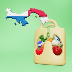 3d rendering of the need and consumption of nutrients for a healthy lungs in Panama