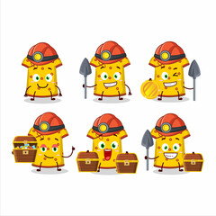 Canvas Print - miners yellow clothing kids chinese woman cute mascot character wearing helmet