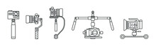 Handheld Steadicam Camera Stabilizer Vector Sets, Linear Vector Element, Illustration.