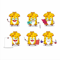 Sticker - Professor yellow clothing kids chinese woman academic cartoon character working on laboratory