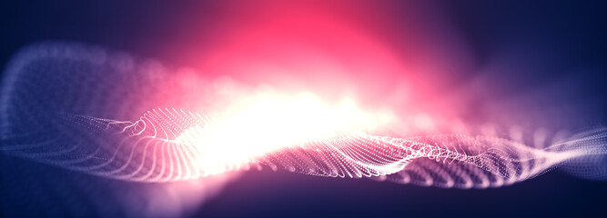Poster - abstract particular digital background hi-tech and scientific technology data line connect. particul