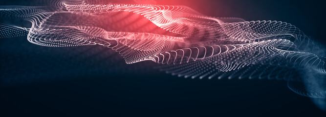 Poster - abstract particular digital background hi-tech and scientific technology data line connect. particul
