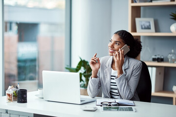 Aufkleber - People with passion make things happen. Shot of a young businesswoman using a mobile phone at her desk in a modern office.