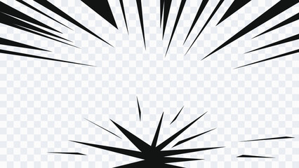 Wall Mural - abstract comic book flash explosion radial lines on transparent background. vector illustration supe