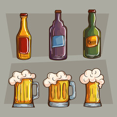 Sticker - icons with six drinks