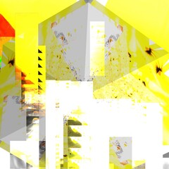Poster - Digital abstract graphic artwork. Vibrant glitch texture. Artwork with deconstructed shapes and graphics elements. Creative graphic design for poster, brochure, flyer and card.
