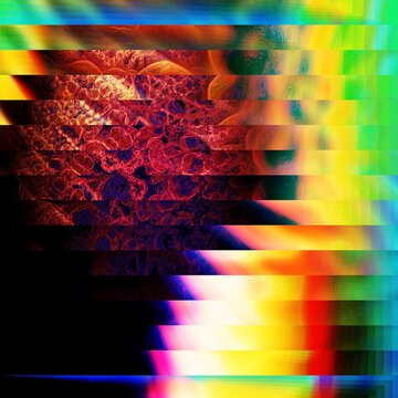 Digital abstract graphic artwork. Vibrant glitch texture. Artwork with deconstructed shapes and graphics elements. Creative graphic design for poster, brochure, flyer and card.