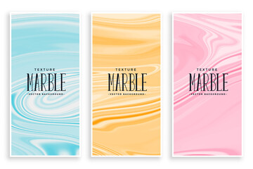 Wall Mural - abstract pastel colors marble texture banners set