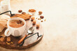 © kasia2003 - Masala tea. Masala chai spiced tea with milk and spices on light warm beige background. Traditional indian drink. Copy space. Selective focus.
