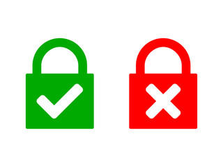 Poster - open closed padlock or lock security sign icon set. vector image.