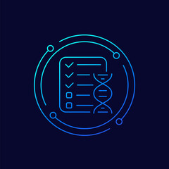 Sticker - DNA test results icon, linear vector