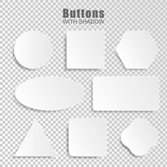 Fototapete - Vector white blank button set. Round square rounded buttons on a transparent background