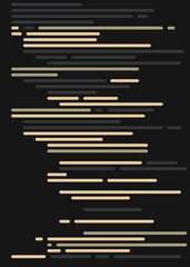 Code on screen vector illustration, flat cartoon coding lines simulation