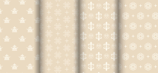 Canvas Print - Set of decorative background wallpapers in beige shades