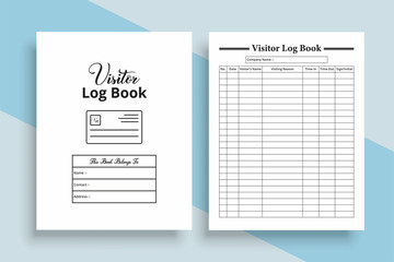  Visitor notebook KDP interior. Visitor timing tracker log book template. KDP interior journal. Business essential visitor incoming and outgoing tracker notebook KDP interior.
