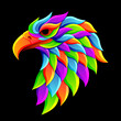 eagle warrior head illustration, with headband and power necklace. character illustration with colorful drawing or wpap style. for printing t-shirts, tattoo, mascot, logo, poster and mechandise.