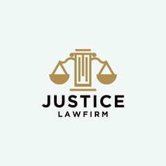 Creative law firm logo with lines justice logo design in gold color 