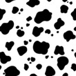© Hanna - Dolmatian wool or spotted cow skin texture template. Seamless pattern of black random spots.Texture banner.Imitation of coloring animal skins. Vector illustration isolated on white background
