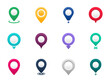 Map pointers icon set. Сollection of colorful location pins. Map pointer GPS location. Vector illustration
