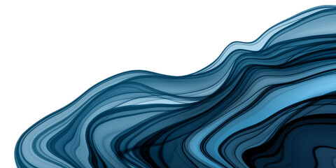 Wall Mural - Abstract brush paint with liquid fluid wave flowing in navy blue colors isolated on white background