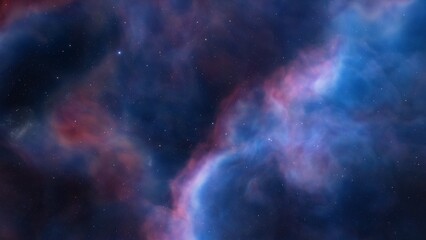 colorful space background with stars, nebula gas cloud in deep outer space, science fiction illustrarion 3d illustration
