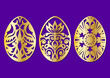 Easter decoration for eggs. Carved pattern on eggs.