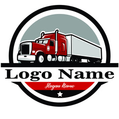 Wall Mural - Trucking company badge logo semi truck logo  ready made logo template set vector Premium Vector