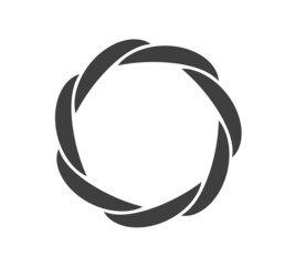 Poster - Round frame black and white vector ornament. Graphic border doodle. Ring curve link connection