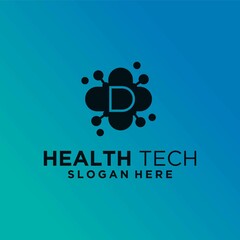 Wall Mural - Medical health digital logo design vector template health logo with technology 