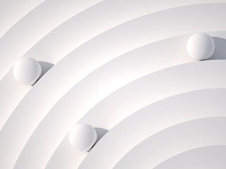 Abstract white geometric background, 3d installation
