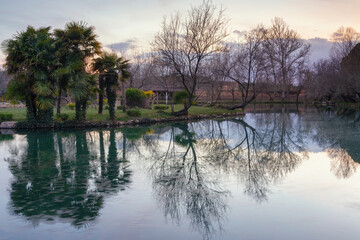 Wall Mural - Thermal lake in Alhama de Aragon, famous for its spas, Spain