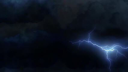 camera fly through 3d animated dark stormy clouds with lightning bolts background