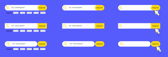 set of search bar buttons for web design, ui ux, mobile programs