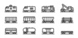 locomotive and wagon line icon collection. train, repair train and railway freight cars