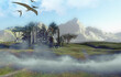 prehistoric forest Mesozoic era background render 3d