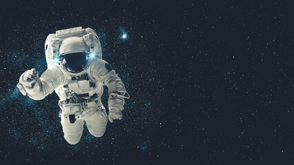 Wall Mural - astronaut spaceman do spacewalk while working for spaceflight mission at space station . astronaut w