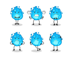 Canvas Print - blue fire angry group character. cartoon mascot vector