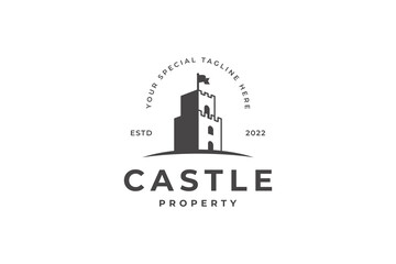 vintage castle logo design 