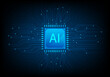 ai cpu digital technology on blue background. artificial intelligence computer. vector illustration abstract futuristic hitech style. computing processor board chip wallpaper.
