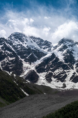 Wall Mural - Greater Caucasus Range.  Glacier Seven on mount Donguz-Orun in Elbrus region. Summer landscape