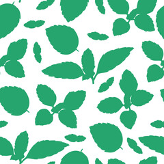 Poster - Mint leaves pattern seamless