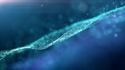 Poster - Abstract luxurious, premium glittering blue particles grid motion background floating in cyberspace loop background