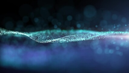Poster - Abstract luxurious, premium glittering blue particles grid motion background floating in cyberspace loop background