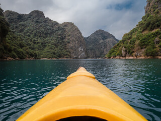Wall Mural - first person view of kayaking